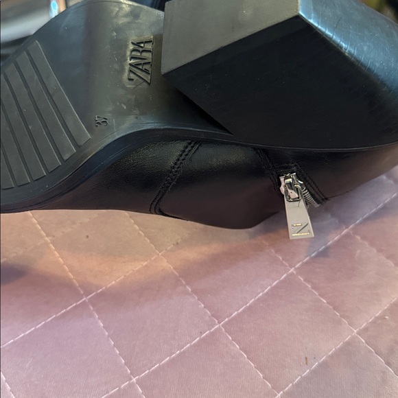 *NEW* ZARA CALF LEATHER COWBOY ANKLE BOOT 37 - Picture 5 of 10